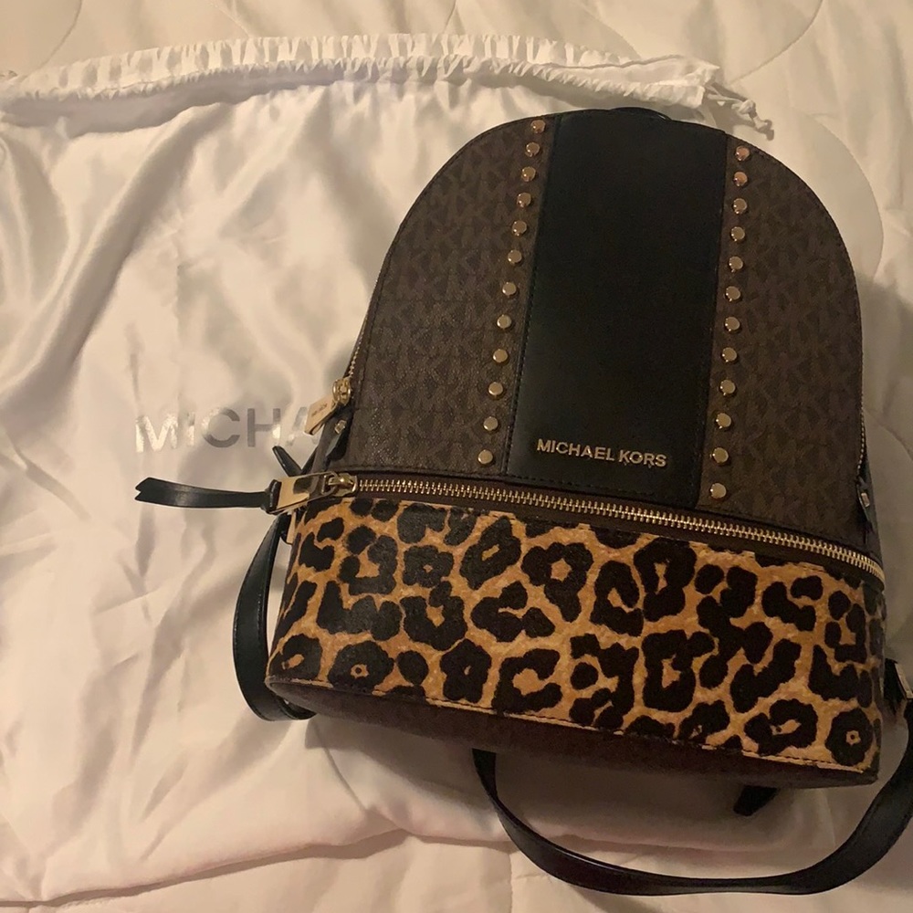 Michael Kors Leopard Backpack purse